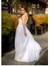 White Lace Tulle Corset Back Fairy Wedding Dress